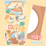 오메베어 나풀나풀 추억의 다락방 스티커 : 두근두근문구점
