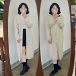 JK [148 키작녀쇼핑몰] 브이넥 긴팔 니트 롱 가디건 : 명월마켓