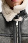 ZARA 자라 에코 레더 브라이트 무스탕 점퍼 블랙 : 유로핏