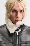 ZARA 자라 에코 레더 브라이트 무스탕 점퍼 블랙 : 유로핏