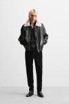 ZARA 자라 에코 레더 브라이트 무스탕 점퍼 블랙 : 유로핏