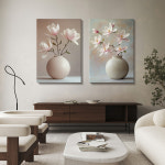 복들어오는 달항아리 KM 환상목련 꽃 그림 힐링 풍수 인테리어 캔버스액자 30호 90.9x65.1cm : 인메이블
