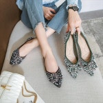 발편한 여성 플랫슈즈 임산부 구두 여름 싱글 부드러운 얕은 스쿠프 라 톤 포인티드 토 보트 밑창 대형 사이즈 41~43 봄 가을 스팽글 웨딩... 