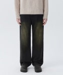 트릴리온 청바지 바이오스톤 워싱 와이드 데님 팬츠 BEIGE BLACK : 스타일원픽