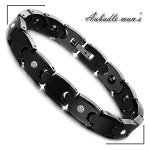 오바들맨즈 H1035 남성 세라믹 큐빅 건강 에너지 마그네틱 스톤 블랙 체인 팔찌 : 오바들