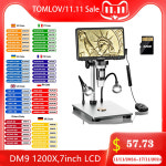 USB 성인용 PC 납땜 TOMLOV 비디오 1080P 현미경 1200X 확대경 DM9 LCD 디지털 보기 동전 : 오뷰 인터네셔널