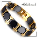 오바들맨즈 H1032 남성 텅스텐 써지컬스틸 건강 에너지 마그네틱 스톤 체인 팔찌 : 오바들