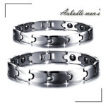 오바들맨즈 H1047 남성 여성 커플 텅스텐 건강 에너지 마그네틱 스톤 체인 팔찌 : 오바들