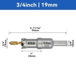 몰롬 (3 /4 |19mm) 파일럿 드릴 비트 2개가 있는 헤비 듀티 카바이드 홀 톱, 커터 컷 스테인리스 스틸, 마일드 철, 구리, 황동, 플라스틱... 