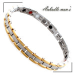 오바들맨즈 H1054 남성 여성 커플 써지컬스틸 건강 에너지 마그네틱 스톤 체인 팔찌 : 오바들