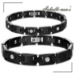 오바들맨즈 H1009 남성 여성 커플 세라믹 써지컬스틸 건강 에너지 마그네틱 체인 팔찌 : 오바들