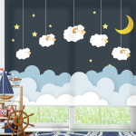 RF2811 아이방 블라인드 밤하늘 양 별 달 그림 동물 아기방 롤스크린 방염 암막 제작 : 림피드벽지