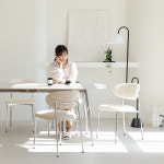 레오나 실버 미드센츄리 디자인 카페의자 베이지 패브릭 철제 업소용의자 / 좌방석 추가가능 : GM퍼니처