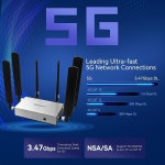 Yeacomm 5G NR 라우터 SA /NSA CPE, 심 카드 슬롯이 있는 WiFi 6 모뎀 라우터, 최대 3.47Gbps,Cat19,Qualcomm SDX62,6PCS 탈착식... 