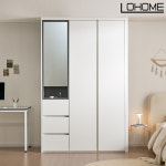 로홈 에센플러스 작은방 붙박이장 1200 멀티뷰티장 화장대 아이방 자녀방 학생 여닫이 옷장 : 로홈퍼니처