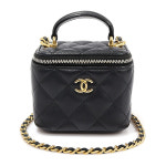 Chanel(샤넬) AP2198 블랙 램스킨 금장 CC로고 스몰 체인 코스메틱 베니티 케이스 2WAY (31번대) : 은평중고명품