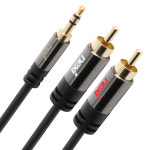3.5mm AUX to 2RCA 케이블 스테레오 Y 스피커 앰프 연결 선 1m, 1개 : 리버네트워크