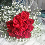 클래식 붉은 장미 10송이 안개꽃 부케 - 영원한사랑 성년의날 로즈데이 웨딩사진 꽃다발 : 고미플라워