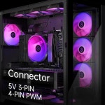 Fexadon Tek 120mm ARGB PWM PC 팬, 4핀, 71.2CFM 케이스 고성능 컴퓨터 1800RPM, 블랙 3팩 : 마켓클라우