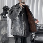 코듀로이 남성 기모 골덴 캐주얼 자켓 오버핏 반코트 코트 겨울 두꺼운 루즈핏 블랙 그레이 S : 모리빅