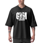 피지크히어로 브이넥 빅짐 워리어 전면 로고 통기성 메쉬 오버핏 헬스 반팔 : 피지크히어로