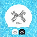 은빛 리본 디자인 제작수모 블링한 크리스탈 리본 수영모자 일러스팅수모 : SWIM COLOR
