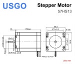 1 2 25 35MM 6 샤프트 USGO 23 M 8N 홀딩 토크 76MM NEMA 스텝퍼 상 인치 모터 57HS13 4A LEADSHINE 0 길이 : 펀치배송
