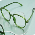 세모소 특이한뿔테 무대안경템 초록플라스틱테 렌즈없느거 오각형투명 145mm 1개 : 세모소상인