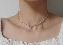 화려한 비즈 진주 초커 핸드메이드 블랙스피넬 패션 목걸이 줄 끈 : 나만의스타일링