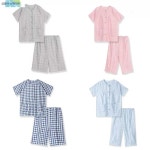 남성용 트임 한의원 치료용환의 밸크로 반팔 잠옷 여성용 환자복 반바지 1 M 남성 네이비 체크 쇼츠 : 글로비픽