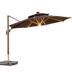 태양광 LED 사각 파라솔 2.5m 커피 옥상 파라솔 햇빛가리개 그늘막 거치대 비치 : 세상만샵