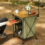 캠핑조리대 키친쉘프 테이블 조리도구 수납 차박 접이식 보관 캐비닛 경량 베이지 : 안택정로