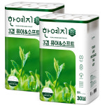 한예지 천연펄프 3겹 퓨어앤소프트 화장지 30m 30롤  2팩 : DS commerce