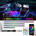 자동차 인테리어 LED 스트립 조명 무선 앱 및 리모컨 포함 RGB 5 in 1 주변 조명 키트 236 인치 광섬유 : 온세상15