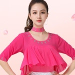 여성용 핫 다이아몬드 댄스 탑 라인스톤 자동차 셔츠, 반팔 의류, 라틴 공연 여름 신상 : 썸머숍