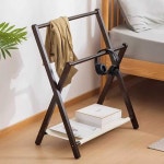 호텔 리조트 모텔 욕실 걸이 청소 스탠드 수건 원목 타월 다용도 포켓 50x90(월넛) : Global Tools