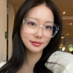 국내생산 남자 여자 공용 오버사이즈 사각라운드 블루라이트 차단 두꺼운 패션 투명 뿔테안경 : 하루홀릭