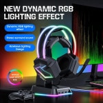 ONIKUMA X20 게임용 헤드셋, RGB 라이트 유선 마이크 베이스 서라운드 오버 이어 풀 이어폰, PS5 PC용 : 플로랄라이프