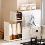 디귿철제수납장 틈새 폭좁은 슬림 약 화장품 미니 140x350x430mm, 2단, 화이트 : 엑스디귿