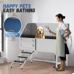 가정용 반려견 세탁소의 알보트 60 - 계단이 있는 XL 304 스테인리스강 욕조, 3단 Left Ramp 34 Inch : 서초직구환희