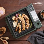 에코원 숯불 바베큐 그릴 냄새 연기 없는 휴대용 BBQ 가스 버너 카키 : 에코존 인터내셔널
