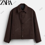 ZARA 자라 울 텍스처 박스핏 스웨터 자켓 브라운 : 유로핏