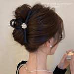 빅사이즈 진주 까멜리아 동백꽃 무광 집게핀 올림머리 명품 집게삔 반묶음 가을 헤어핀 : 씨오브럽