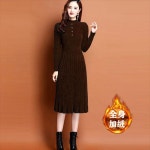 겨울 니트 롱 원피스 코트가 있 여성 가을 미드 길이 벨벳 두꺼운 무릎 위 스웨터 스커트 : 365제이마켓