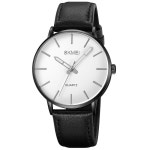 SKMEI 남성 시계 블랙 가죽 패션 비즈니스 드레스 클래식 캐주얼 심플 라이트 아날로그 4 G2074 case black : 서초직구성공