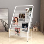 신문 가판대 매거진랙 브로셔 책 거치대 책장 선반 소형 책꽂이 잡지꽂이 철제 진열대 카달로그 블랙 4단 : 소올컴퍼니