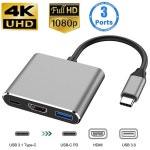 도킹스테이션 1 C타입 컴퓨터용 충전 HDMI 어댑터 3 도킹 허브 PD 분배기 3in 0 고속 스테이션 4K 폰 호환 3in1 USB C Hub : 주일종합유통