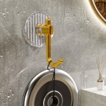 고급스런 접착식 벽 아크릴 로브 골드 자체 접착 후크 수건 거치대 액세서리 Golden-1PCS : 디에이치유니티