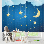 RF2501 아이방 롤스크린 우주 별 달그림 아기방 어린이집 블라인드 방염 암막 제작가능 : 림피드벽지