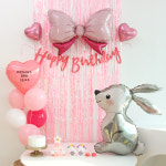 토끼 풍선 생일파티용품세트(자유 레터링) 커튼 숫자풍선 2 두돌생일상 : 이벤트홀릭